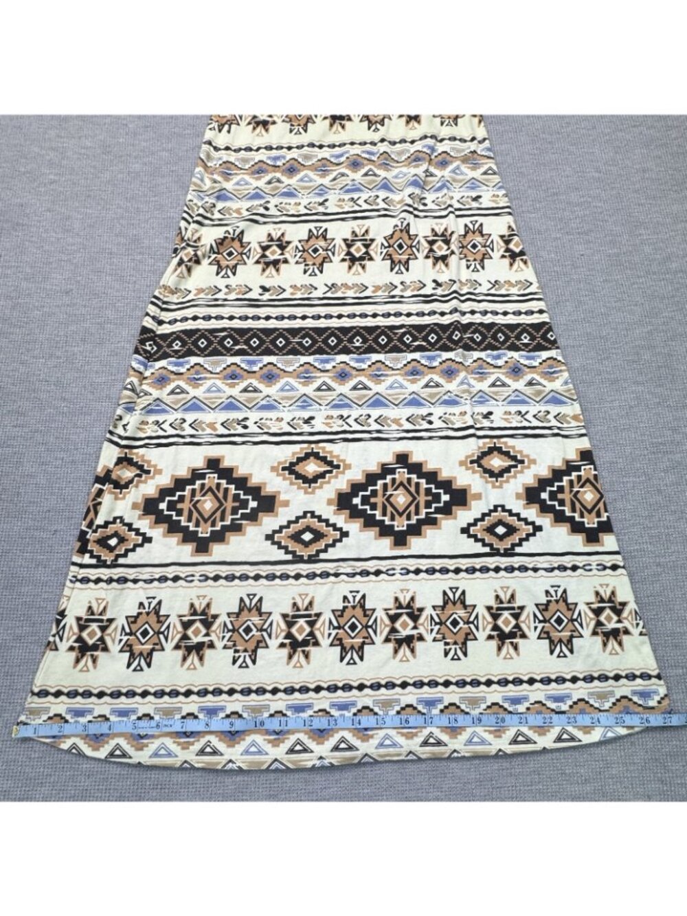 Angie Maxi A-Line Skirt Womens Size Small Light Yellow Geometric Pull On Aztec - Picture 12 of 15